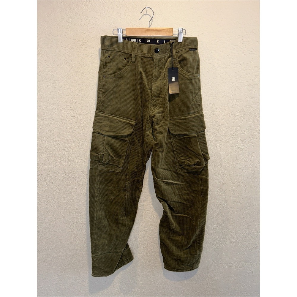 G-Star Raw Women's Dark Olive Corduroy Cargo Pants Size 24 NWT  $210